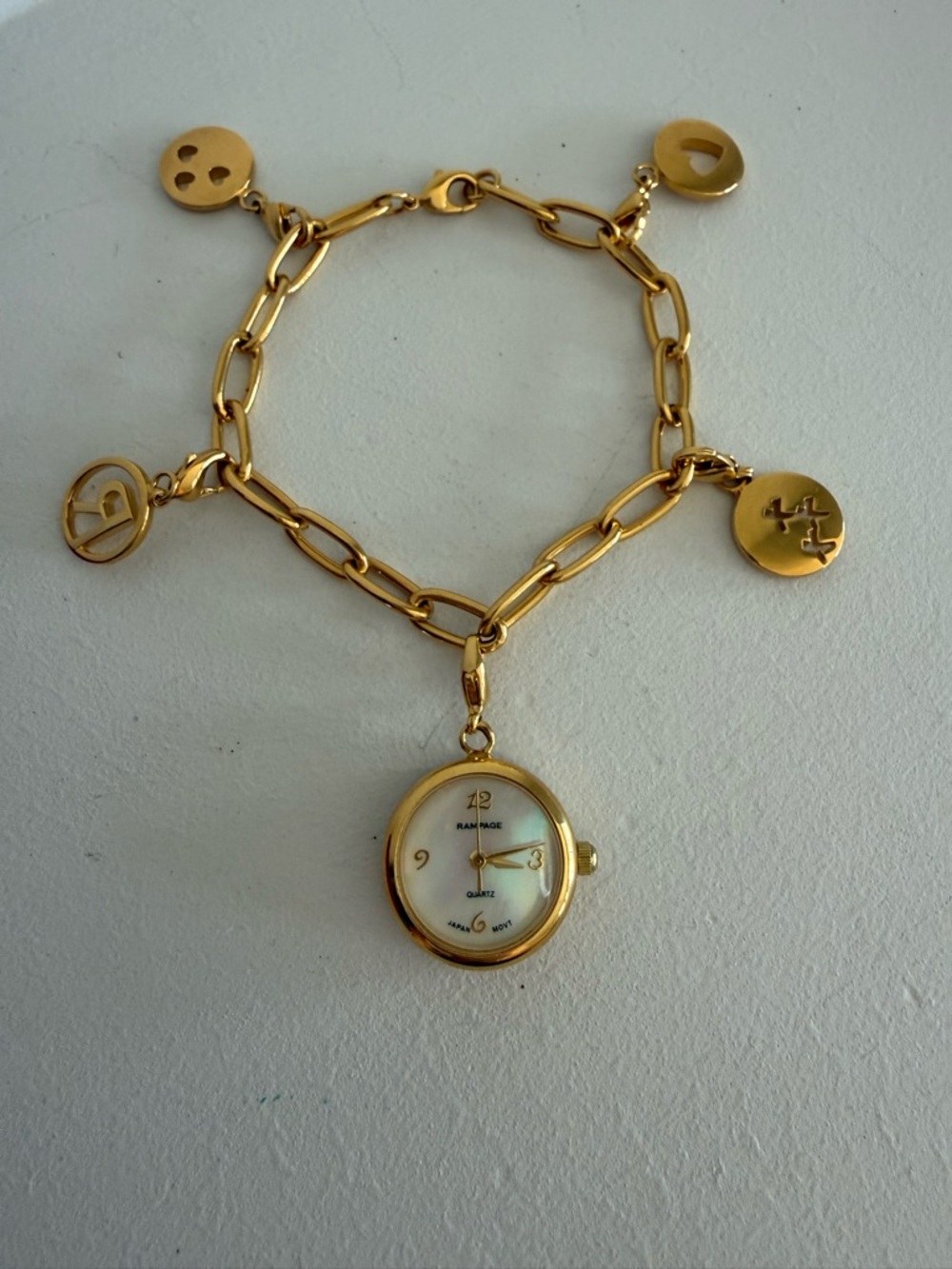 Rampage Gold-Tone Round Pocket Watch Charm